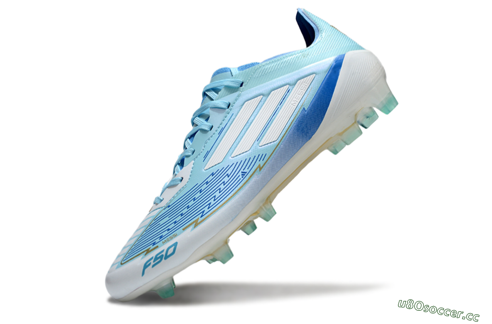 Men's Messi x Adidas F50 Elite FG Firm Ground Low-Tops Football Boots - Blue/Jade/White 5