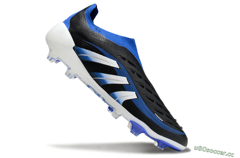 Unisex Adidas Predator Elite 25 Laceless FG Firm Ground Low-Tops Football Boots - Black/Blue/White 4