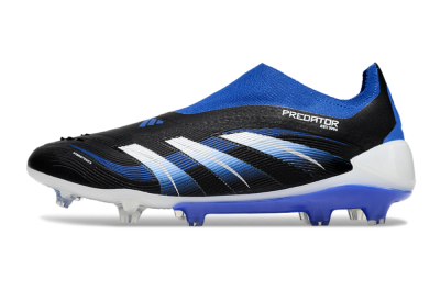 Unisex Adidas Predator Elite 25 Laceless FG Firm Ground Low-Tops Football Boots - Black/Blue/White