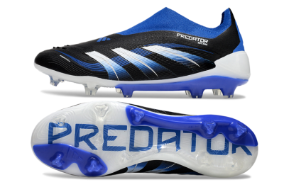 Unisex Adidas Predator Elite 25 Laceless FG Firm Ground Low-Tops Football Boots - Black/Blue/White