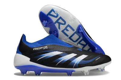 Unisex Adidas Predator Elite 25 Laceless FG Firm Ground Low-Tops Football Boots - Black/Blue/White
