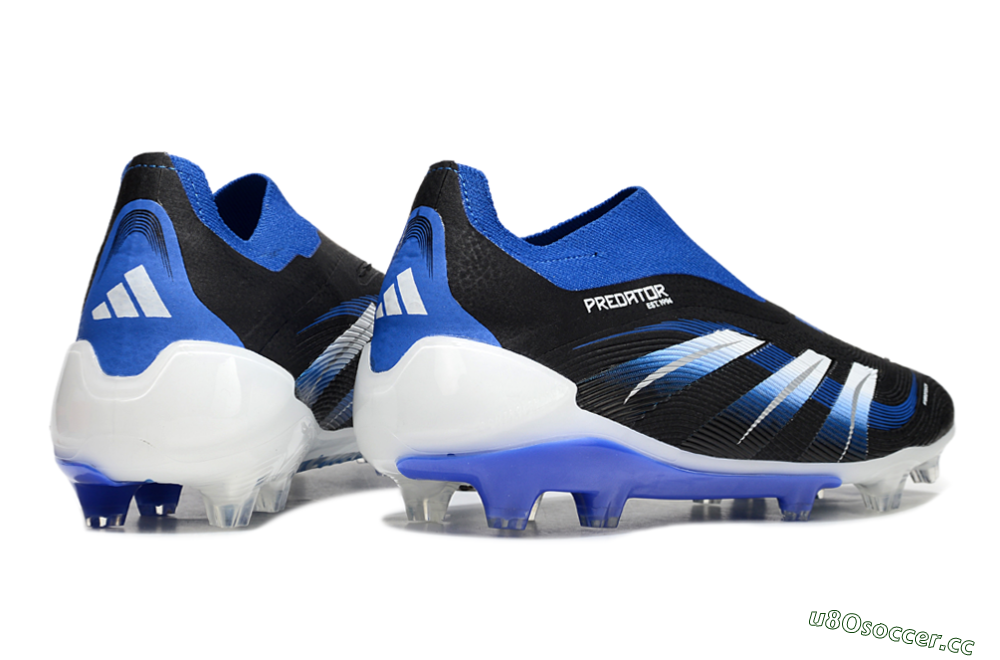 Unisex Adidas Predator Elite 25 Laceless FG Firm Ground Low-Tops Football Boots - Black/Blue/White 6