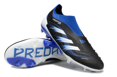 Unisex Adidas Predator Elite 25 Laceless FG Firm Ground Low-Tops Football Boots - Black/Blue/White