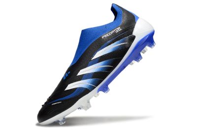 Unisex Adidas Predator Elite 25 Laceless FG Firm Ground Low-Tops Football Boots - Black/Blue/White