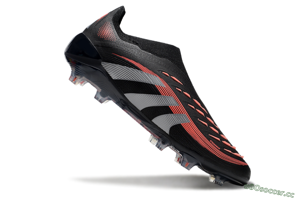 Unisex Adidas Predator Elite 25 Laceless FG Firm Ground Low-Tops Football Boots - Black/Red/Grey 4