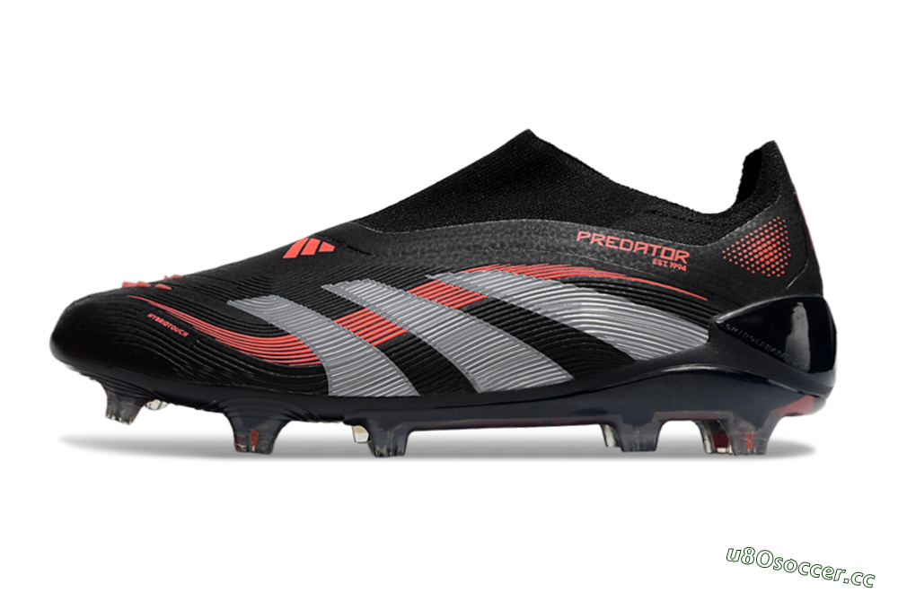 Unisex Adidas Predator Elite 25 Laceless FG Firm Ground Low-Tops Football Boots - Black/Red/Grey 0