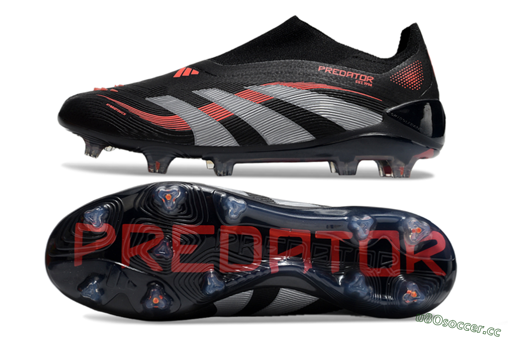 Unisex Adidas Predator Elite 25 Laceless FG Firm Ground Low-Tops Football Boots - Black/Red/Grey 1
