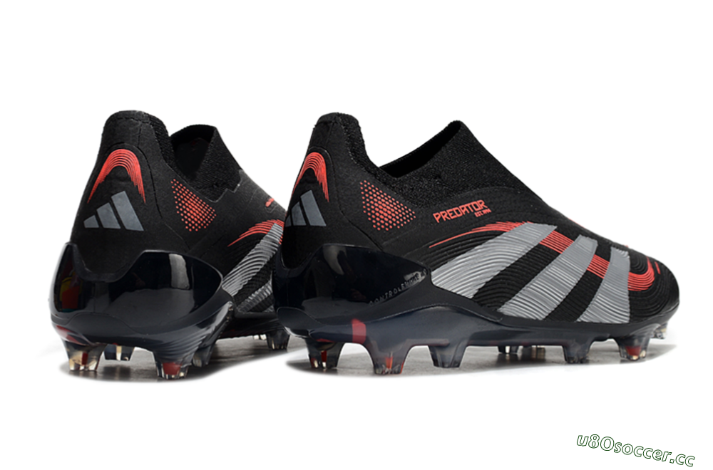 Unisex Adidas Predator Elite 25 Laceless FG Firm Ground Low-Tops Football Boots - Black/Red/Grey 6