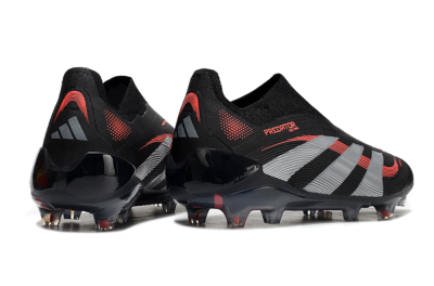 Unisex Adidas Predator Elite 25 Laceless FG Firm Ground Low-Tops Football Boots - Black/Red/Grey