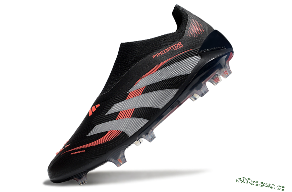 Unisex Adidas Predator Elite 25 Laceless FG Firm Ground Low-Tops Football Boots - Black/Red/Grey 5