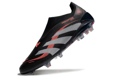 Unisex Adidas Predator Elite 25 Laceless FG Firm Ground Low-Tops Football Boots - Black/Red/Grey