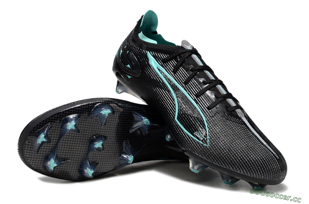 Men's Puma Ultra 5 Ultimate FG Firm Ground Low-Tops Football Boots - Black/Jade 3