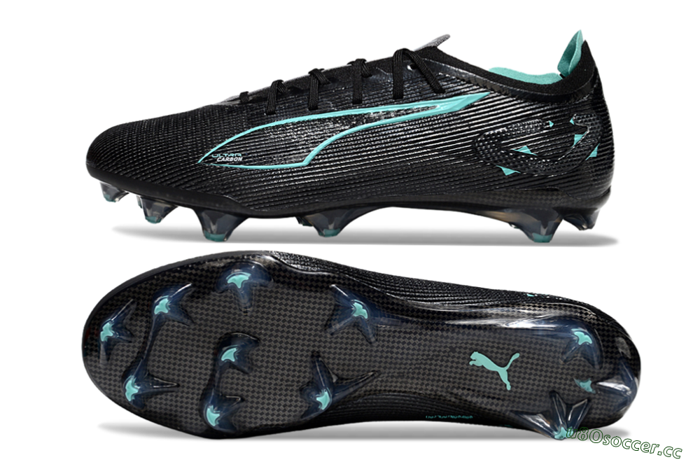 Men's Puma Ultra 5 Ultimate FG Firm Ground Low-Tops Football Boots - Black/Jade 1