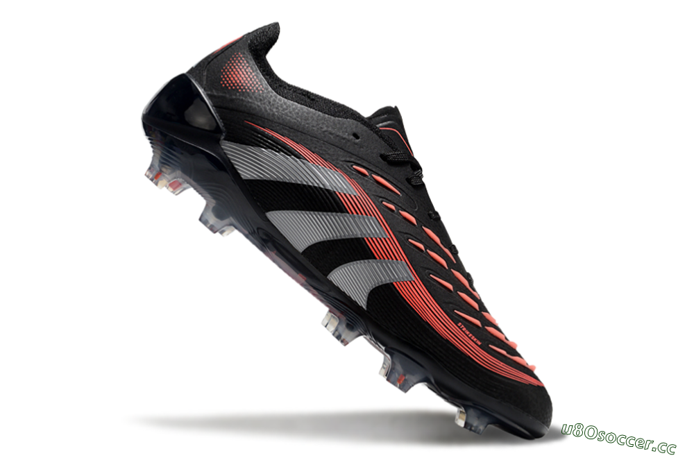 Unisex Adidas Predator Elite 25 FG Firm Ground Low-Tops Football Boots - Black/Red/Grey 4