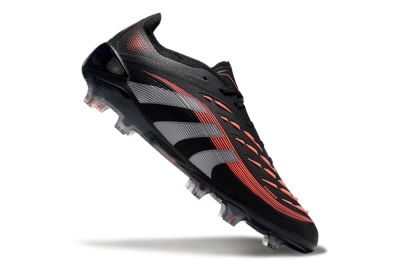 Unisex Adidas Predator Elite 25 FG Firm Ground Low-Tops Football Boots - Black/Red/Grey