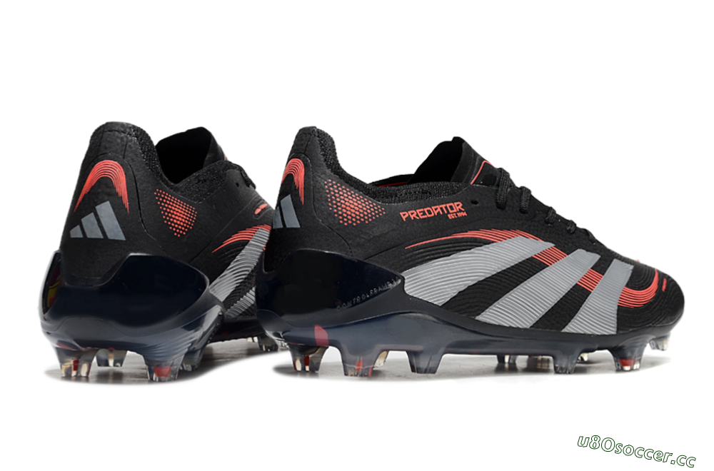 Unisex Adidas Predator Elite 25 FG Firm Ground Low-Tops Football Boots - Black/Red/Grey 6