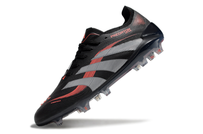 Unisex Adidas Predator Elite 25 FG Firm Ground Low-Tops Football Boots - Black/Red/Grey
