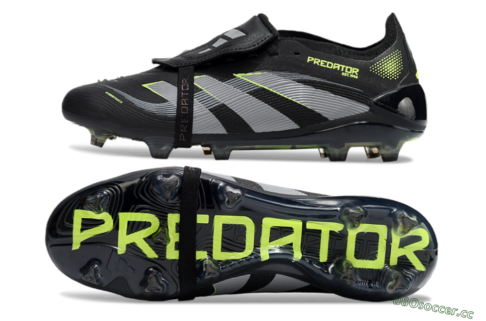 Unisex Adidas Predator Elite 25 Foldover Tongue FG Firm Ground Low-Tops Football Boots - Black/Yellow/Grey 1