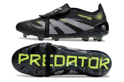 Unisex Adidas Predator Elite 25 Foldover Tongue FG Firm Ground Low-Tops Football Boots - Black/Yellow/Grey