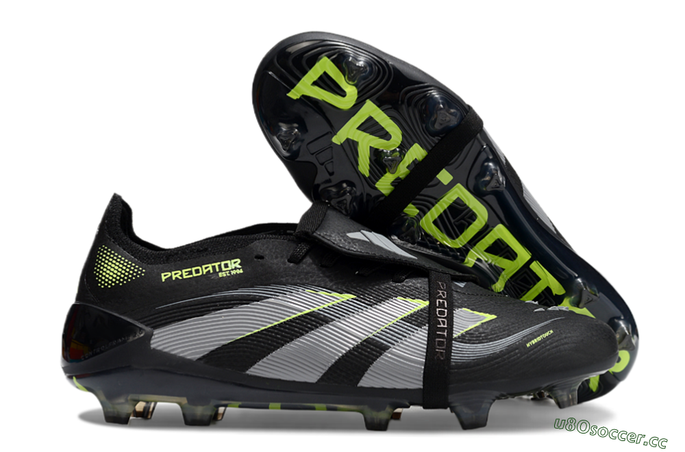 Unisex Adidas Predator Elite 25 Foldover Tongue FG Firm Ground Low-Tops Football Boots - Black/Yellow/Grey 2