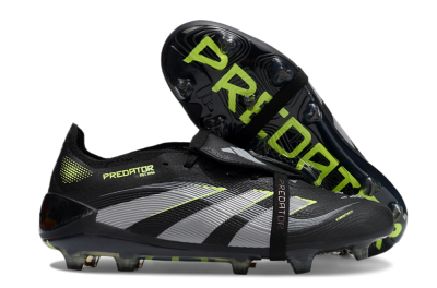 Unisex Adidas Predator Elite 25 Foldover Tongue FG Firm Ground Low-Tops Football Boots - Black/Yellow/Grey