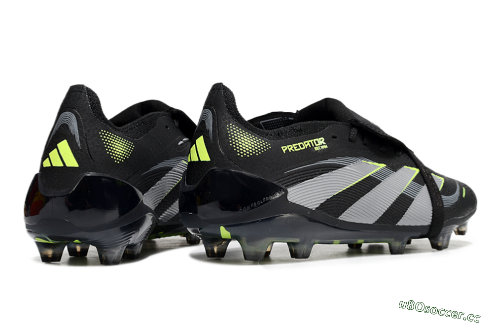 Unisex Adidas Predator Elite 25 Foldover Tongue FG Firm Ground Low-Tops Football Boots - Black/Yellow/Grey 6