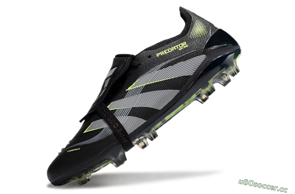 Unisex Adidas Predator Elite 25 Foldover Tongue FG Firm Ground Low-Tops Football Boots - Black/Yellow/Grey 5