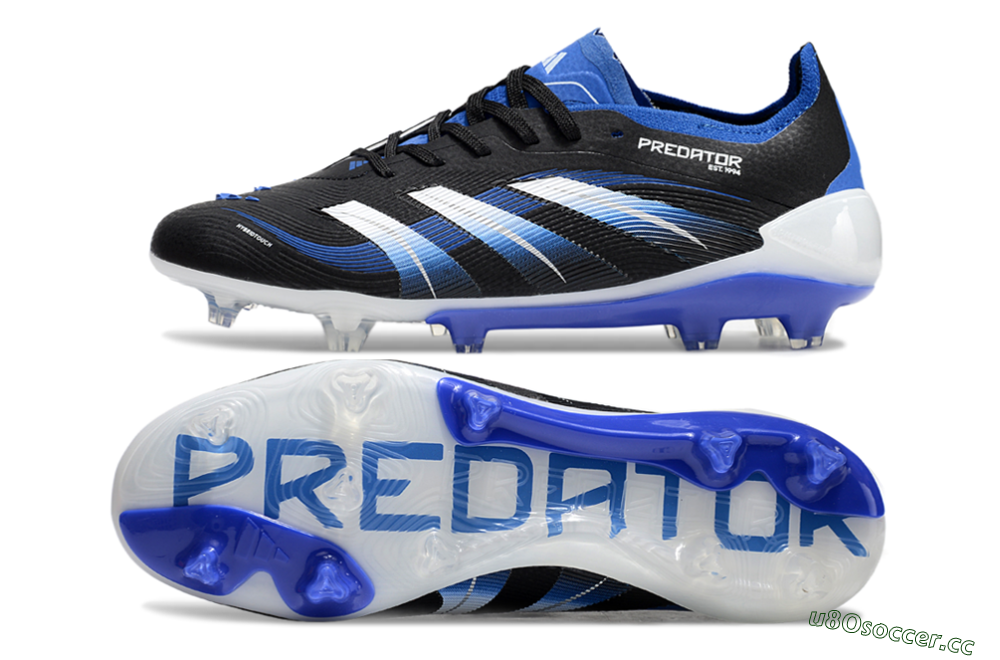 Unisex Adidas Predator Elite 25 FG Firm Ground Low-Tops Football Boots - Black/Blue/White 1