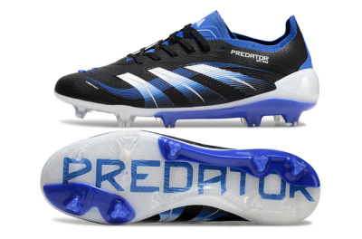 Unisex Adidas Predator Elite 25 FG Firm Ground Low-Tops Football Boots - Black/Blue/White