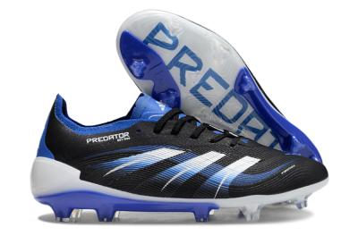 Unisex Adidas Predator Elite 25 FG Firm Ground Low-Tops Football Boots - Black/Blue/White