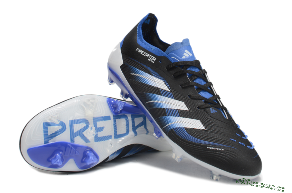 Unisex Adidas Predator Elite 25 FG Firm Ground Low-Tops Football Boots - Black/Blue/White 3