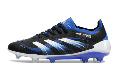 Unisex Adidas Predator Elite 25 FG Firm Ground Low-Tops Football Boots - Black/Blue/White