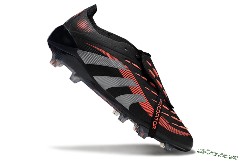 Unisex Adidas Predator Elite 25 Foldover Tongue FG Firm Ground Low-Tops Football Boots - Black/Red/Grey 4