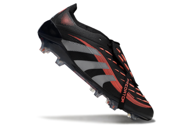 Unisex Adidas Predator Elite 25 Foldover Tongue FG Firm Ground Low-Tops Football Boots - Black/Red/Grey