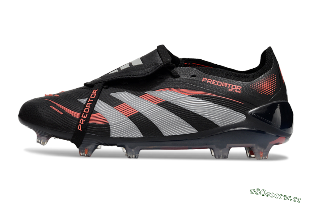 Unisex Adidas Predator Elite 25 Foldover Tongue FG Firm Ground Low-Tops Football Boots - Black/Red/Grey 0
