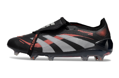 Unisex Adidas Predator Elite 25 Foldover Tongue FG Firm Ground Low-Tops Football Boots - Black/Red/Grey