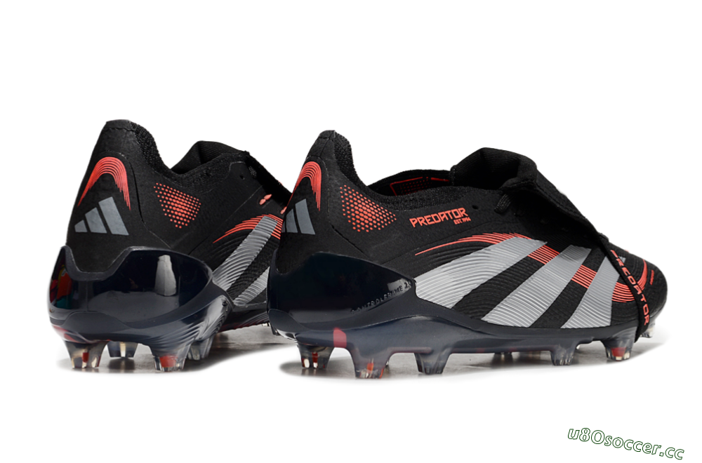 Unisex Adidas Predator Elite 25 Foldover Tongue FG Firm Ground Low-Tops Football Boots - Black/Red/Grey 6