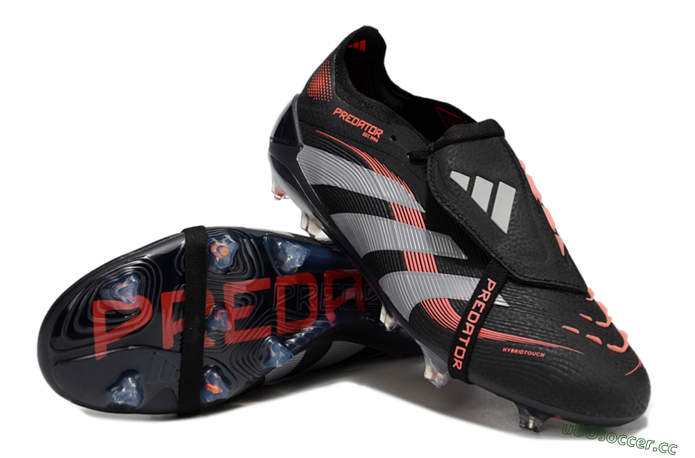 Unisex Adidas Predator Elite 25 Foldover Tongue FG Firm Ground Low-Tops Football Boots - Black/Red/Grey 3