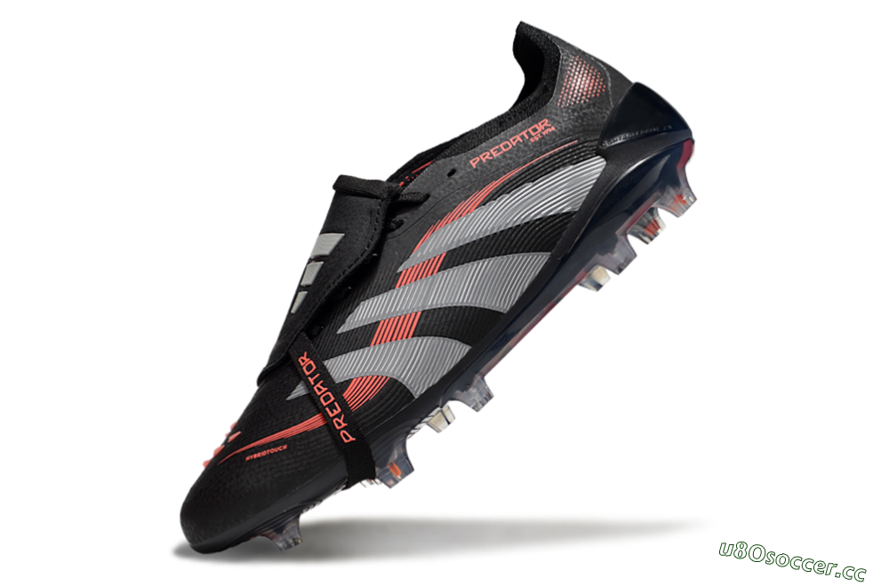 Unisex Adidas Predator Elite 25 Foldover Tongue FG Firm Ground Low-Tops Football Boots - Black/Red/Grey 5