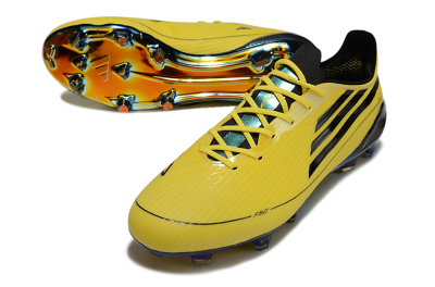 Men's Adidas F50 Elite FG Firm Ground Low-Tops Football Boots - Yellow/Black/Gold