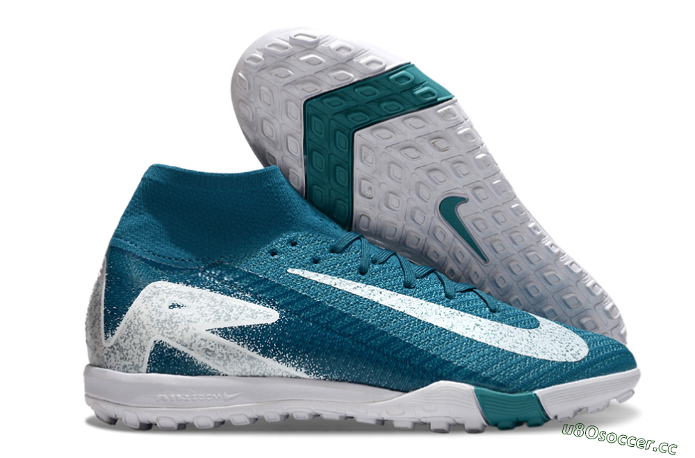 Unisex Nike Air Zoom Mercurial Superfly 10 Elite TF Artificial Turf High-Tops Football Shoes - Blue/White 2