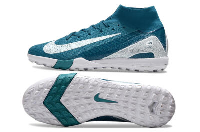 Unisex Nike Air Zoom Mercurial Superfly 10 Elite TF Artificial Turf High-Tops Football Shoes - Blue/White