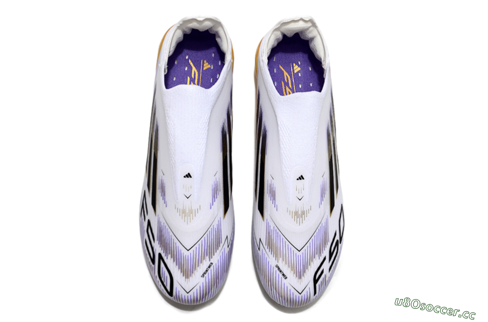 Unisex Adidas F50 Elite Laceless FG Firm Ground Low-Tops Football Boots - White/Black/Gold 4