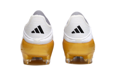 Unisex Adidas F50 Elite Laceless FG Firm Ground Low-Tops Football Boots - White/Black/Gold