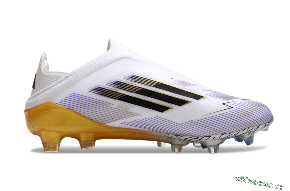 Unisex Adidas F50 Elite Laceless FG Firm Ground Low-Tops Football Boots - White/Black/Gold 7