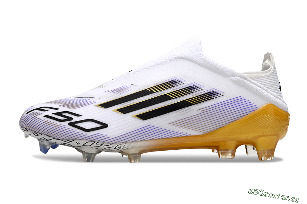 Unisex Adidas F50 Elite Laceless FG Firm Ground Low-Tops Football Boots - White/Black/Gold 0