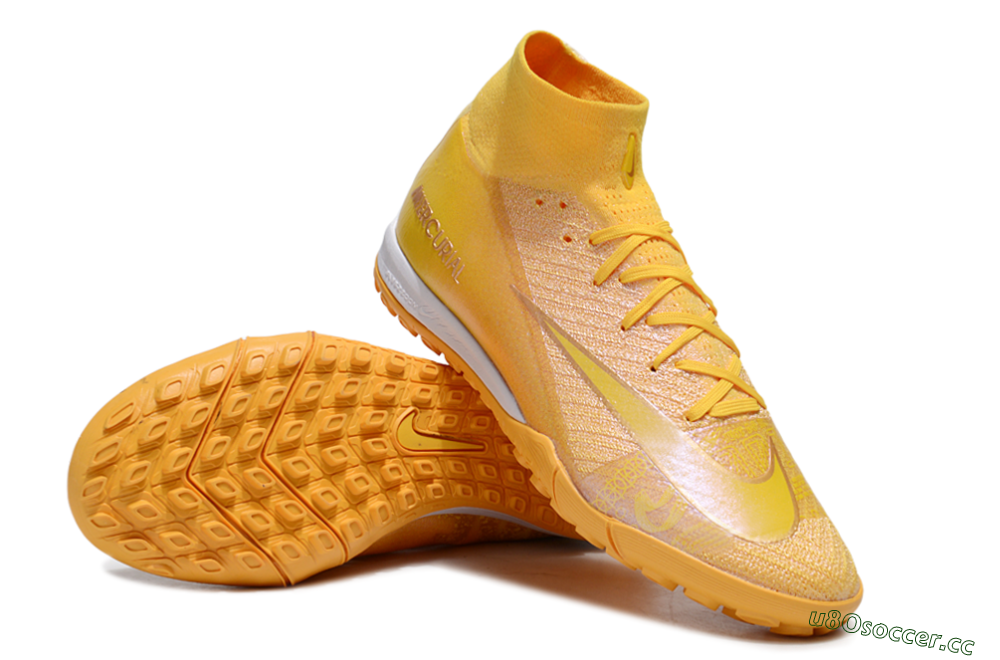 Unisex Nike Air Zoom Mercurial Superfly 10 Elite TF Artificial Turf High-Tops Football Shoes - Yellow/White 3