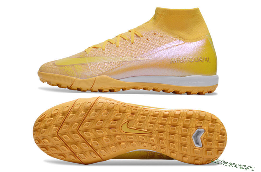 Unisex Nike Air Zoom Mercurial Superfly 10 Elite TF Artificial Turf High-Tops Football Shoes - Yellow/White 1