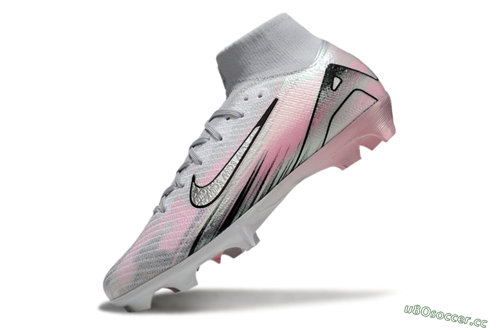 Unisex Nike Air Zoom Mercurial Superfly 10 Elite FG Firm Ground High-Tops Football Boots - Silver/Pink/Black 5