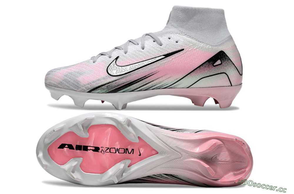 Unisex Nike Air Zoom Mercurial Superfly 10 Elite FG Firm Ground High-Tops Football Boots - Silver/Pink/Black 1